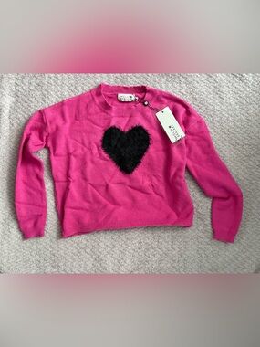 Molly Bracken Girls' Fuchsia Heart Crewneck Sweater NWT 🖤